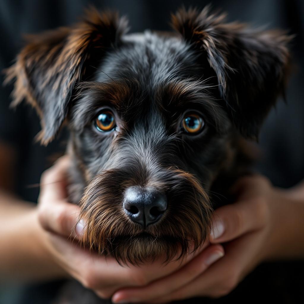 points noirs sur la tête d'un chien